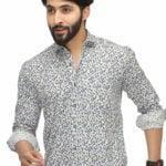 White base flowers printed shirt